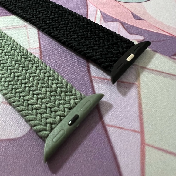Black cactus green Braided Solo Loop Band Compatible with Apple Watch Band - Picture 4 of 4
